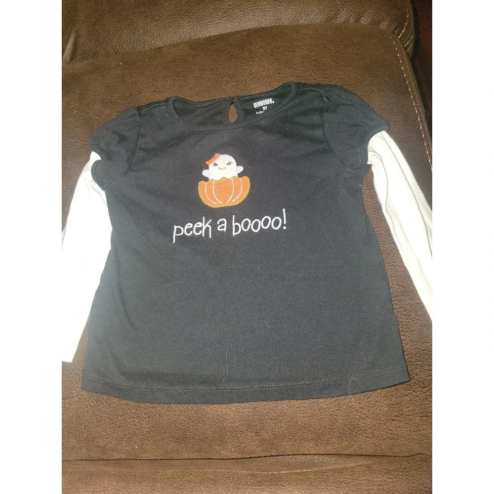 Gymboree Halloween ghost pumpkin top peek a boo long sleeve 3t